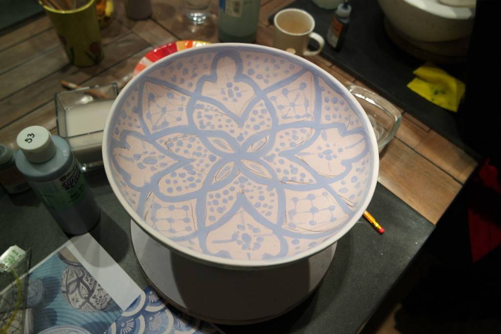 binnenkant beschilderd servies