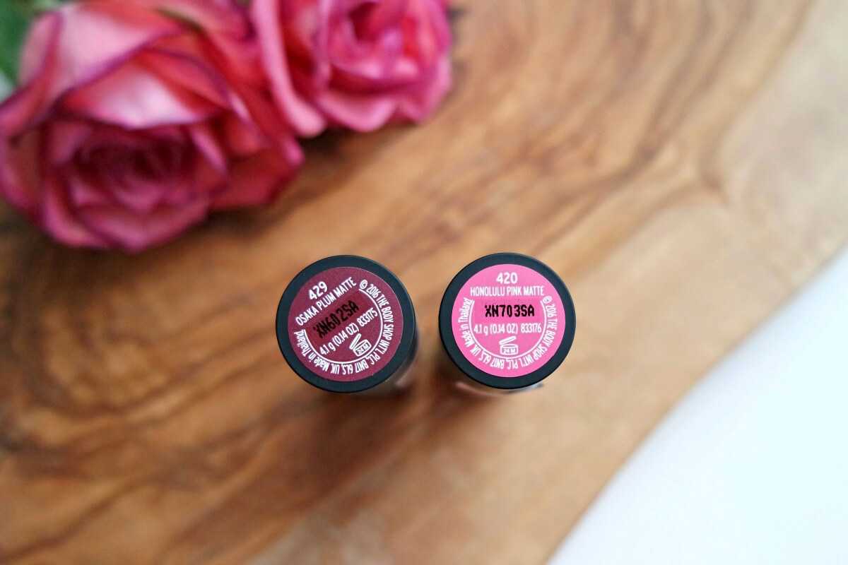 The Body Shop matte lipsticks