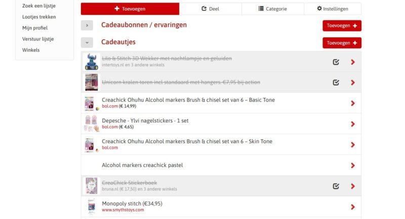 Lijstje meisje 7 jaar